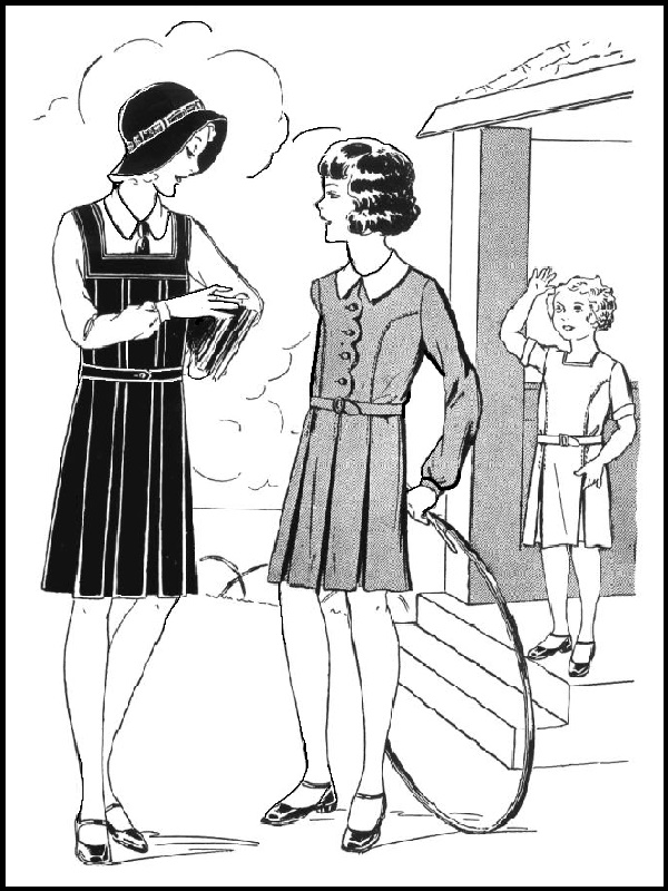 OFF TO SCHOOL: Pattern 5805: Girl's Tunic & Pattern 5810: Girl's Frock (1932)